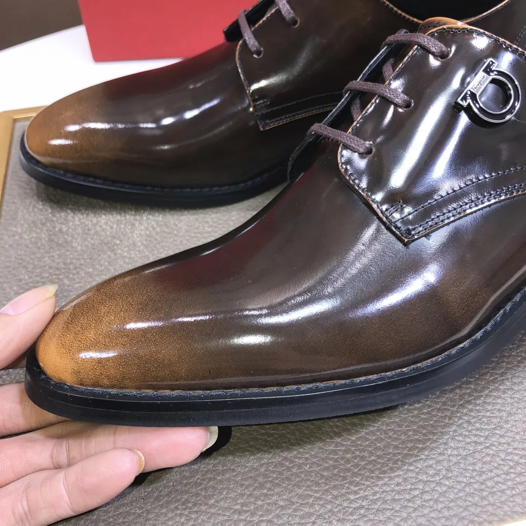 Men's shoes 💰540💰[Ferragamo/Ferragamo] (high-end Niuli) New 🍀 Ferragamo* - top version Ferragamo's classic formal leather shoes! Made of imported original cowhide, the inner top layer is comfortable cowhide lining! Original wear-resistant rubber outsole! High quality products! Code number 38-44!
